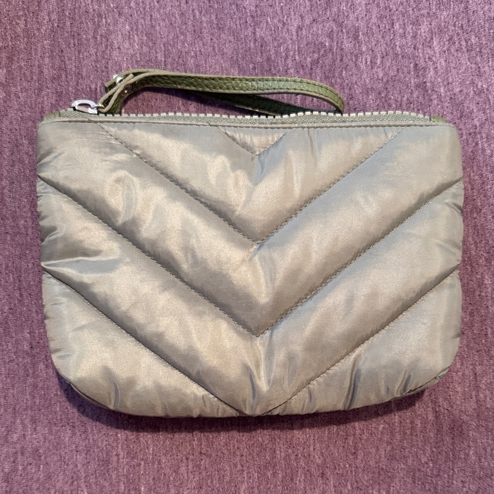 Olive Quilted Wristlet Clutch